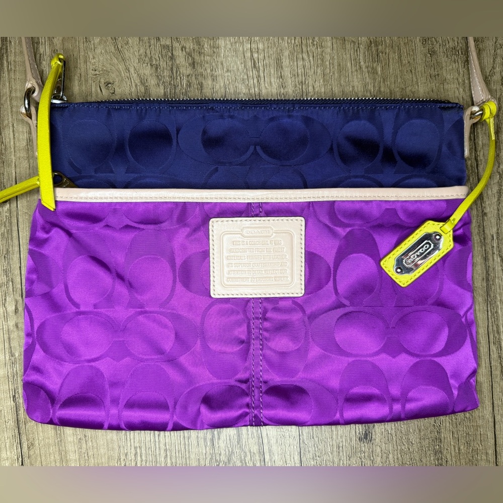 Coach Vibrant Purple and Navy Clutch